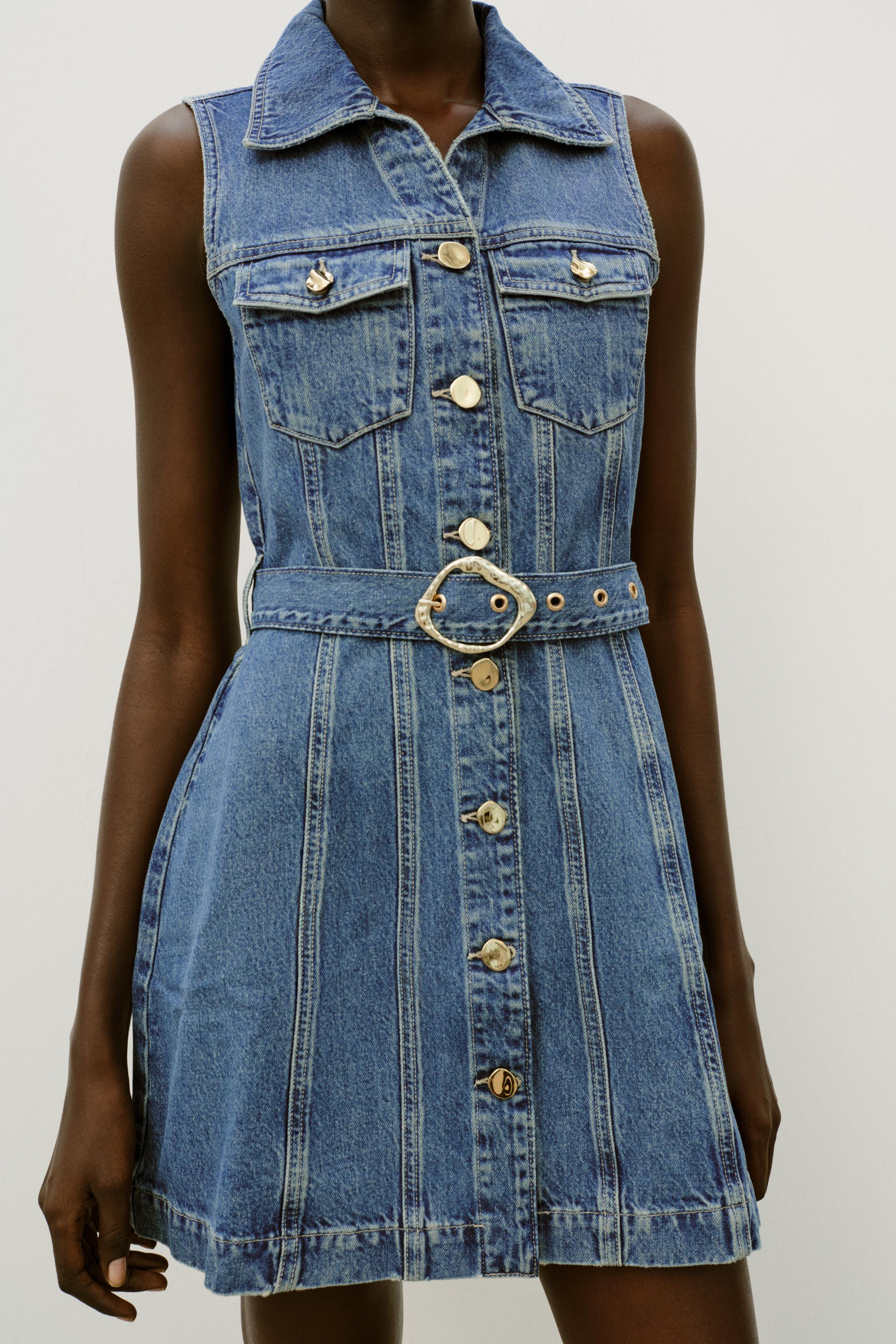 Z1975 SHORT BELTED DENIM DRESS